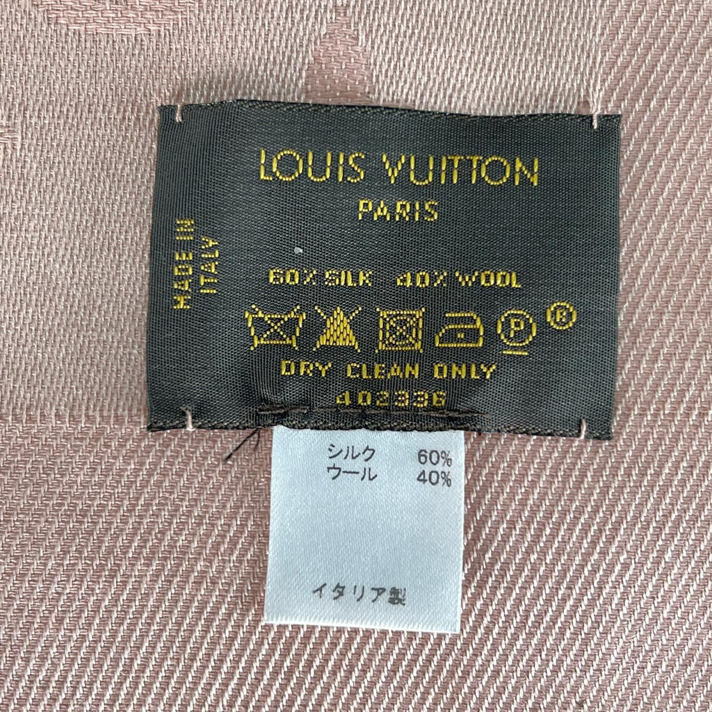 Louis Vuitton Monogram Shine Shawl Silk Wool Pink Scarf — view 4