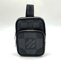 Louis Vuitton Amazon Sling Bag Damier Graphite Leather Black Silver