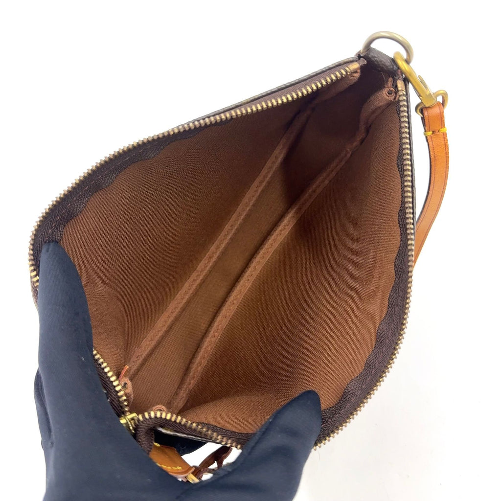 Louis Vuitton Pochette Monogram Leather Brown Handbag Gold — view 3