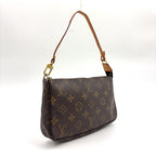 Louis Vuitton Pochette Monogram Leather Brown Handbag Gold — view 2
