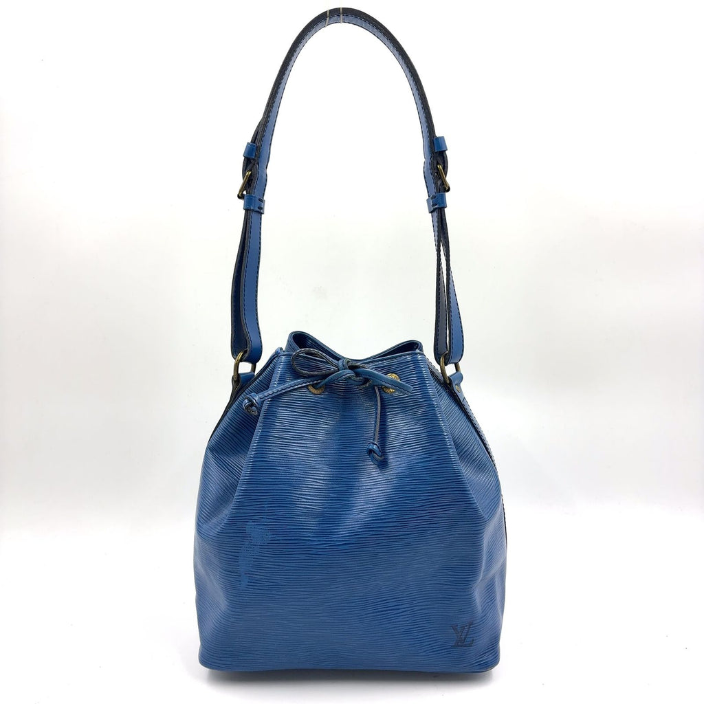 Louis Vuitton Petit Noe Epi Toledo Blue Leather Shoulder Bag Gold