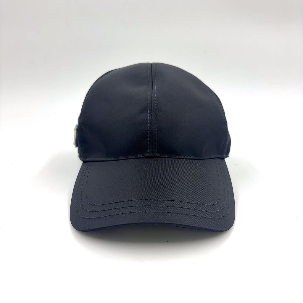 Prada Triangle Logo Nylon Black Hat — view 2