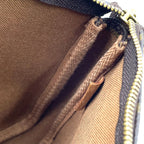 Louis Vuitton Pochette Monogram Leather Brown Handbag Gold — view 6