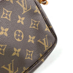 Louis Vuitton Pochette Monogram Leather Brown Handbag Gold — view 9