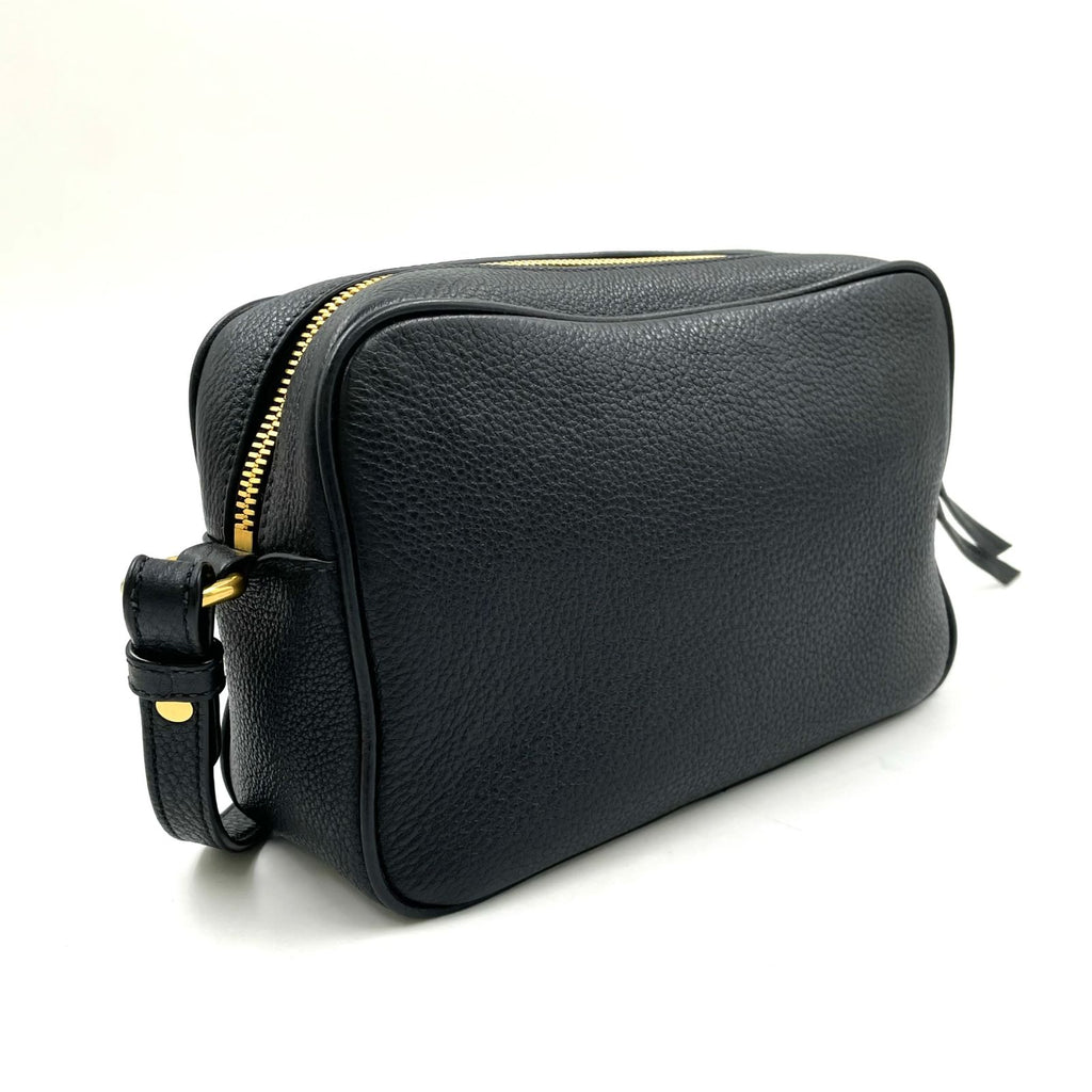 Prada Gold Logo Leather Black Shoulder Bag — view 2