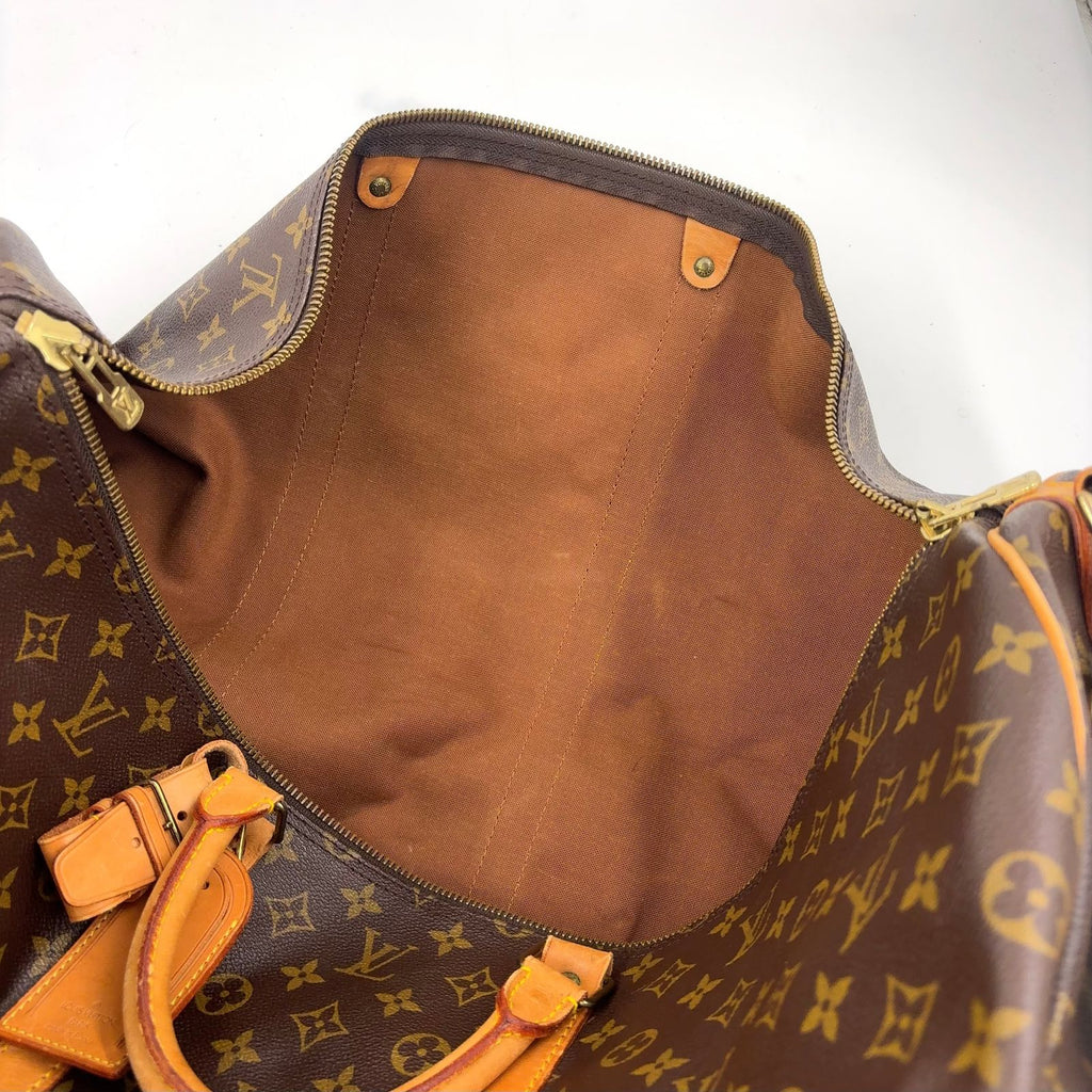 Louis Vuitton Keepall 60 Monogram Leather Brown Boston Bag Gold — view 6