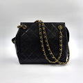 Chanel Caviar Leather Quilted Black Chain Shoulder Bag Gold
