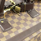 Louis Vuitton Grimo Damier Ebene Leather Brown Boston Bag Gold — view 6