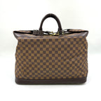 Louis Vuitton Grimo Damier Ebene Leather Brown Boston Bag Gold