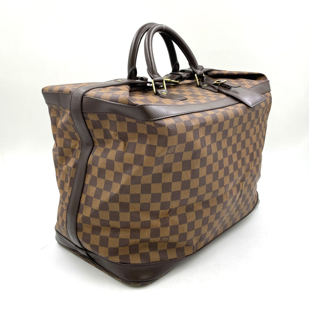 Louis Vuitton Grimo Damier Ebene Leather Brown Boston Bag Gold — view 2