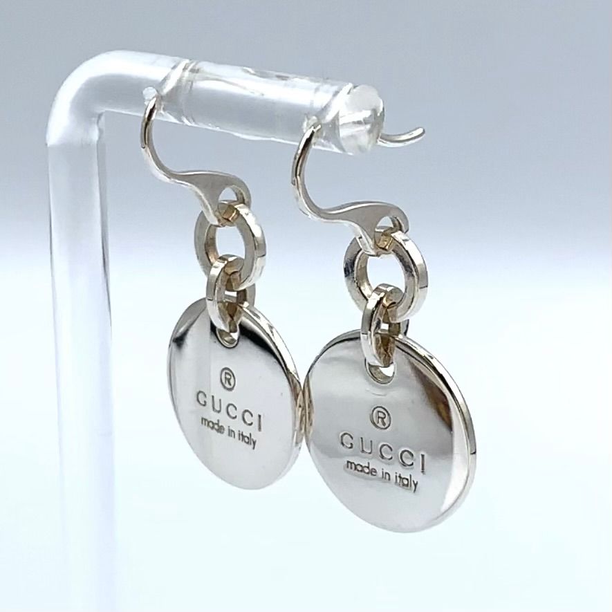 Gucci Circle Plate Drop Type Silver Earrings — view 2