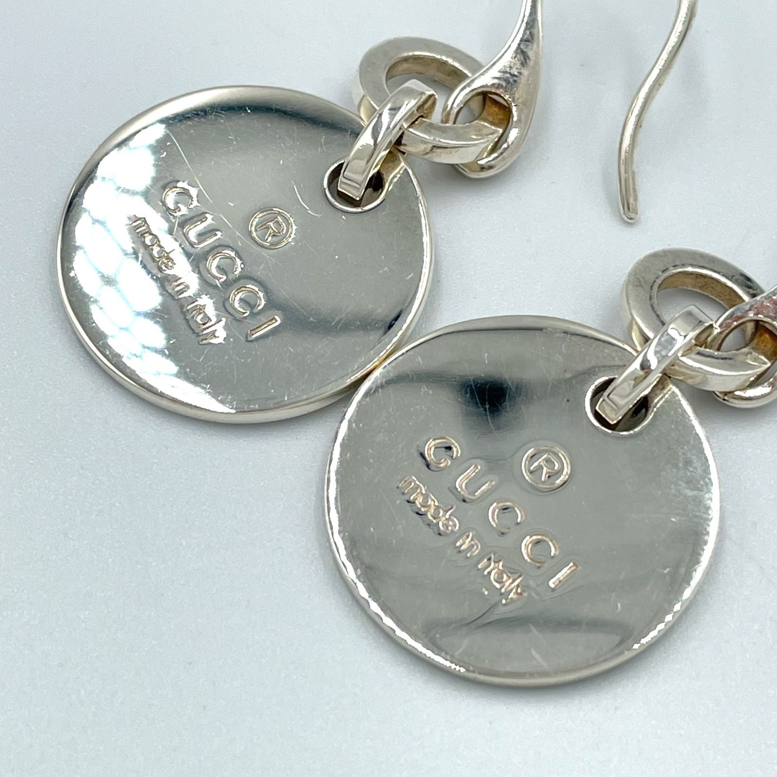 Gucci Circle Plate Drop Type Silver Earrings — view 9