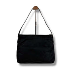 Prada Triangle Logo Shoulder Bag Hobo Black Tessuto Nylon Leather — view 3