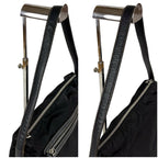 Prada Triangle Logo Shoulder Bag Hobo Black Tessuto Nylon Leather — view 7