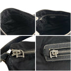 Prada Triangle Logo Shoulder Bag Hobo Black Tessuto Nylon Leather — view 8