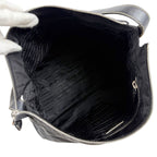 Prada Triangle Logo Shoulder Bag Hobo Black Tessuto Nylon Leather — view 9