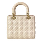 Dior Handbag Lady Midi Light Pink Gold Lambskin — view 3