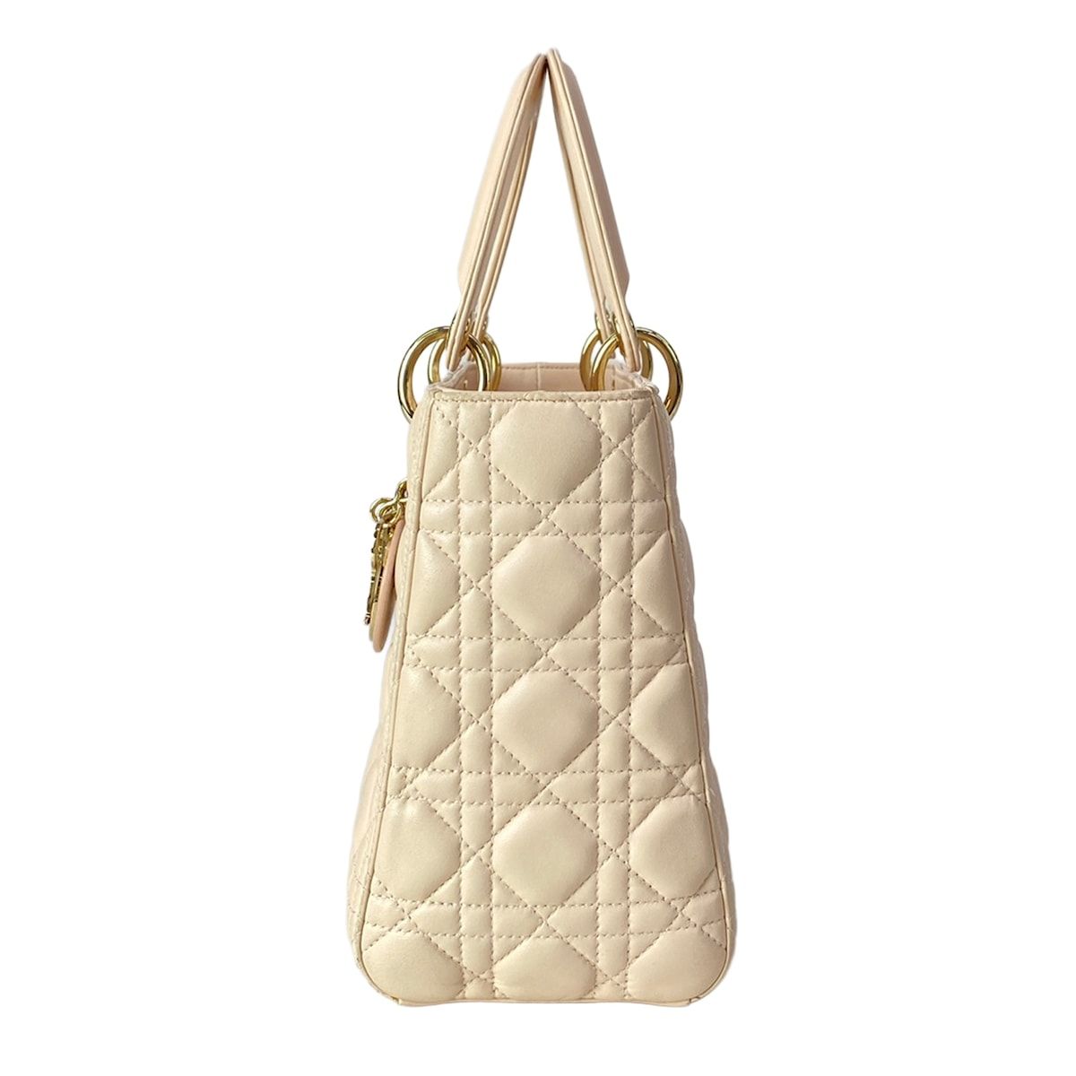 Dior Handbag Lady Midi Light Pink Gold Lambskin — view 4