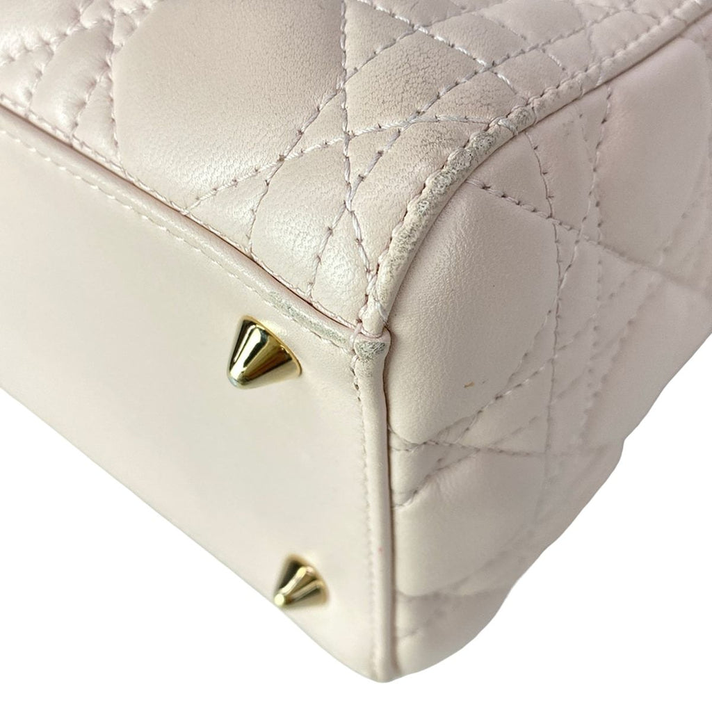 Dior Handbag Lady Midi Light Pink Gold Lambskin — view 9