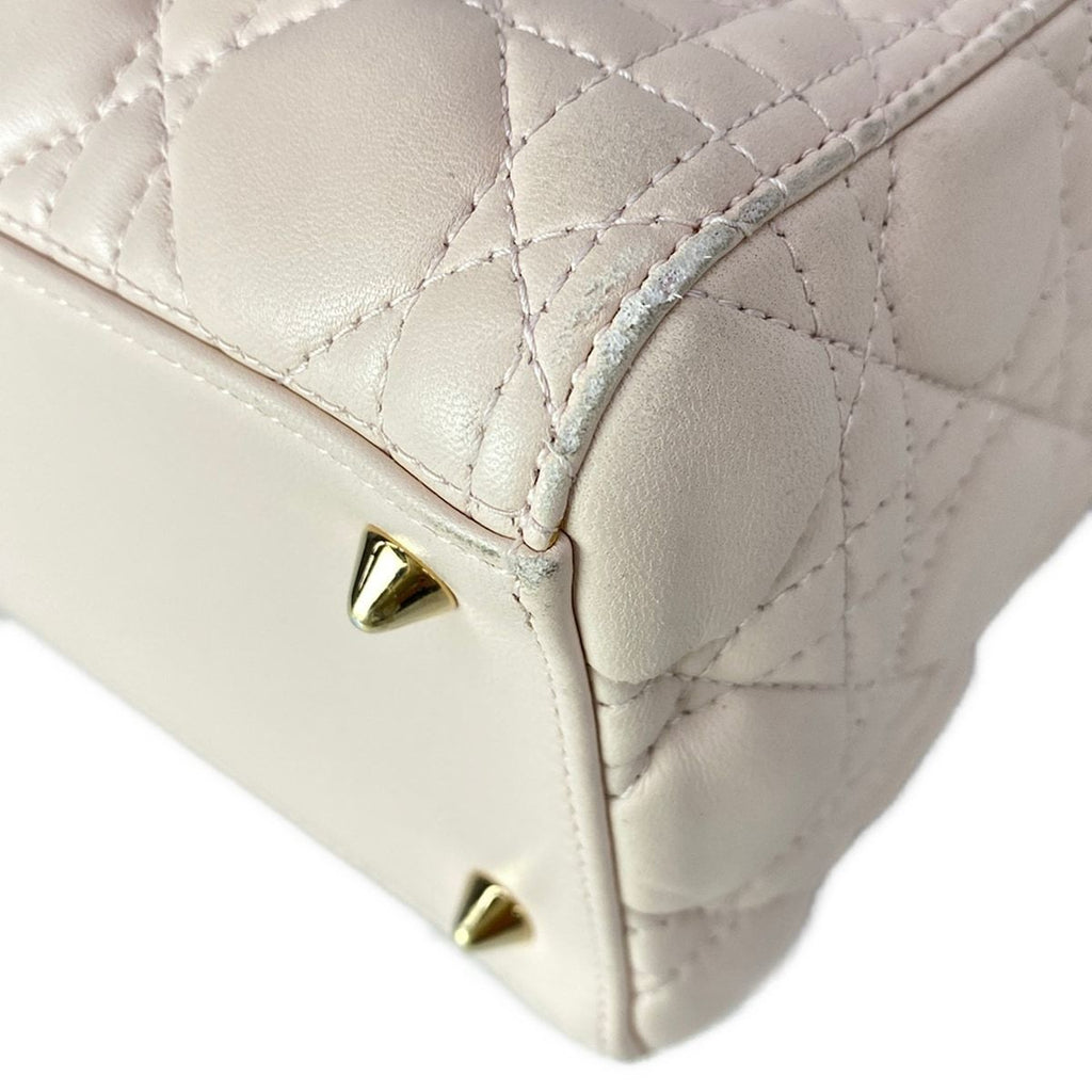 Dior Handbag Lady Midi Light Pink Gold Lambskin — view 7