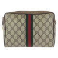 Gucci Vintage Sherry Line Beige Gold GG Supreme Canvas Clutch