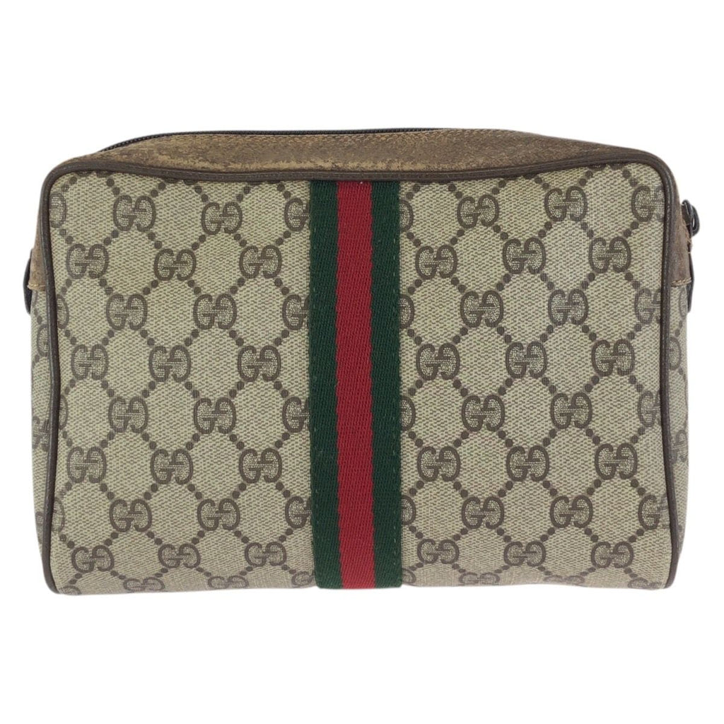 Gucci Vintage Sherry Line Beige Gold GG Supreme Canvas Clutch — view 2