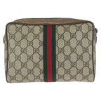 Gucci Vintage Sherry Line Beige Gold GG Supreme Canvas Clutch — view 2