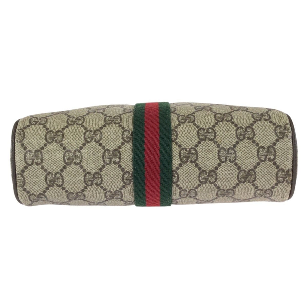 Gucci Vintage Sherry Line Beige Gold GG Supreme Canvas Clutch — view 9