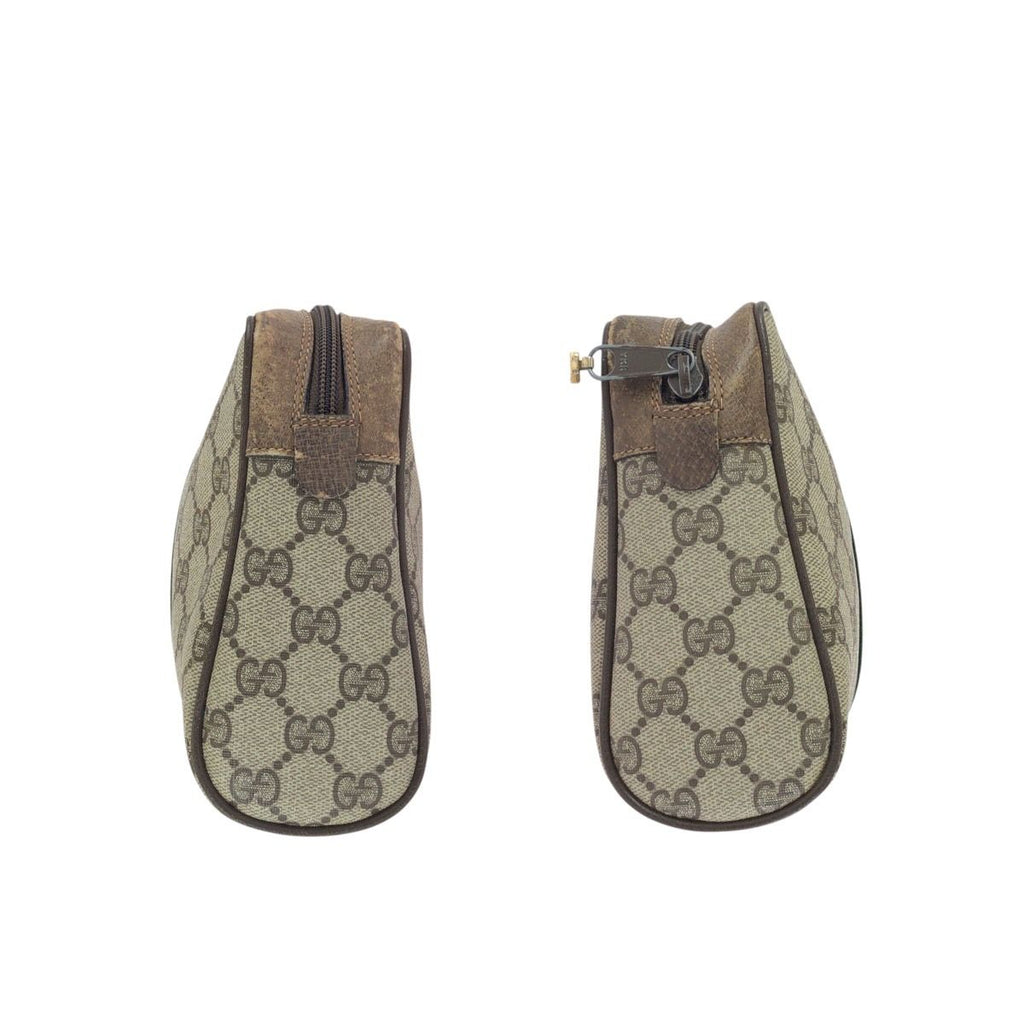 Gucci Vintage Sherry Line Beige Gold GG Supreme Canvas Clutch — view 7