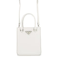 Prada Handbag Spazzolato Small Triangle Logo Leather 2-Way Shoulder White
