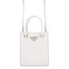 Prada Handbag Spazzolato Small Triangle Logo Leather 2-Way Shoulder White