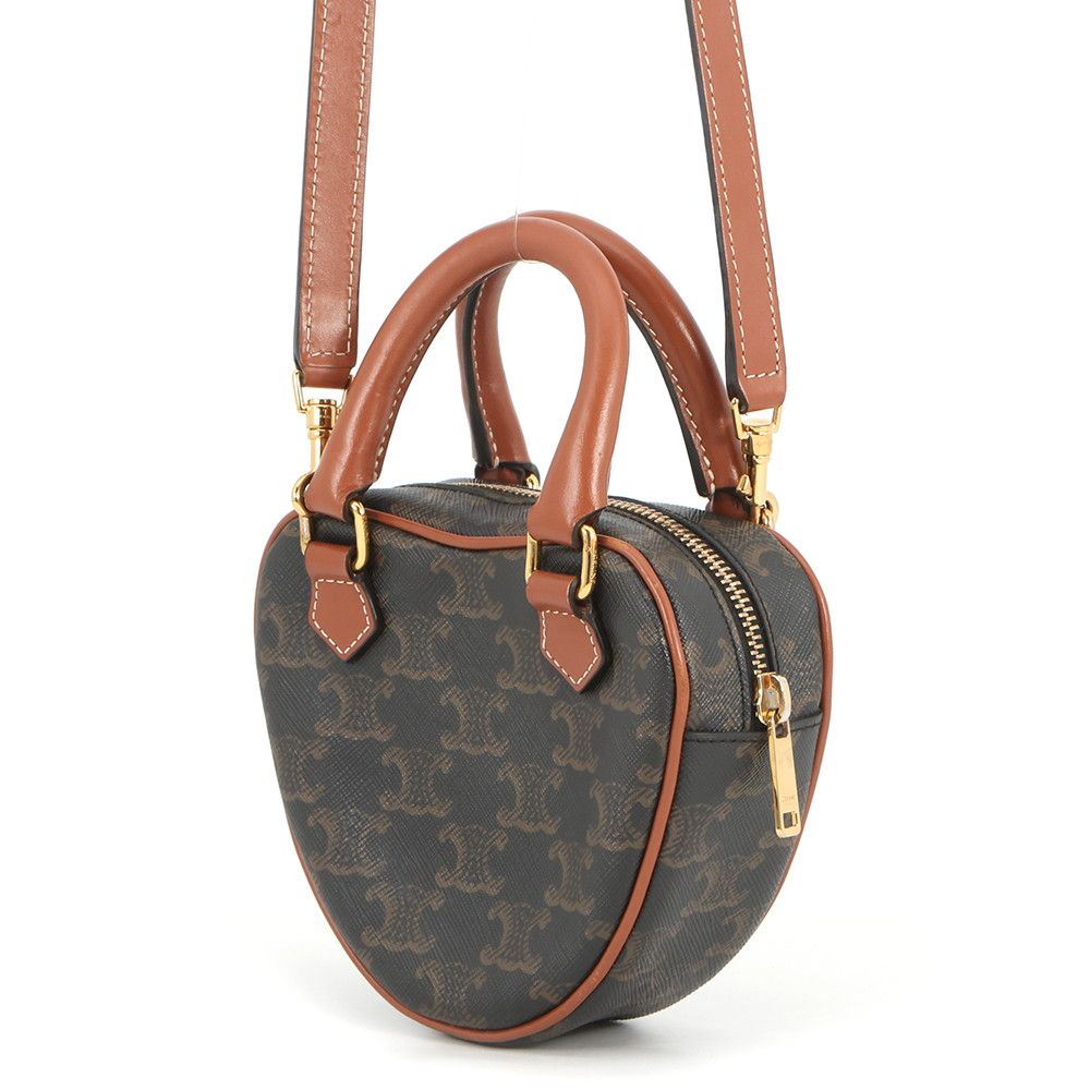 Celine Triomphe Heart Leather 2-Way Shoulder Bag Brown — view 2