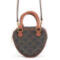 Celine Triomphe Heart Leather 2-Way Shoulder Bag Brown