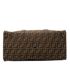 Fendi FF Logo Tote Shoulder Bag 2-Way Brown Canvas Leather — view 3