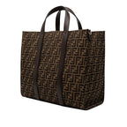 Fendi FF Logo Tote Shoulder Bag 2-Way Brown Canvas Leather — view 2