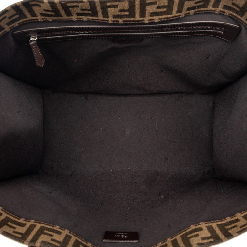 Fendi FF Logo Tote Shoulder Bag 2-Way Brown Canvas Leather — view 4