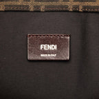 Fendi FF Logo Tote Shoulder Bag 2-Way Brown Canvas Leather — view 5