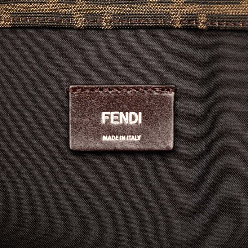Fendi FF Logo Tote Shoulder Bag 2-Way Brown Canvas Leather — view 5