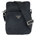 Prada Tessuto Black Silver Nylon Shoulder Bag Pochette