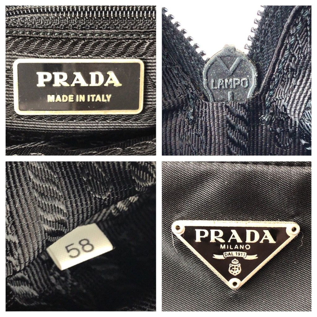 Prada Tessuto Black Silver Nylon Shoulder Bag Pochette — view 4