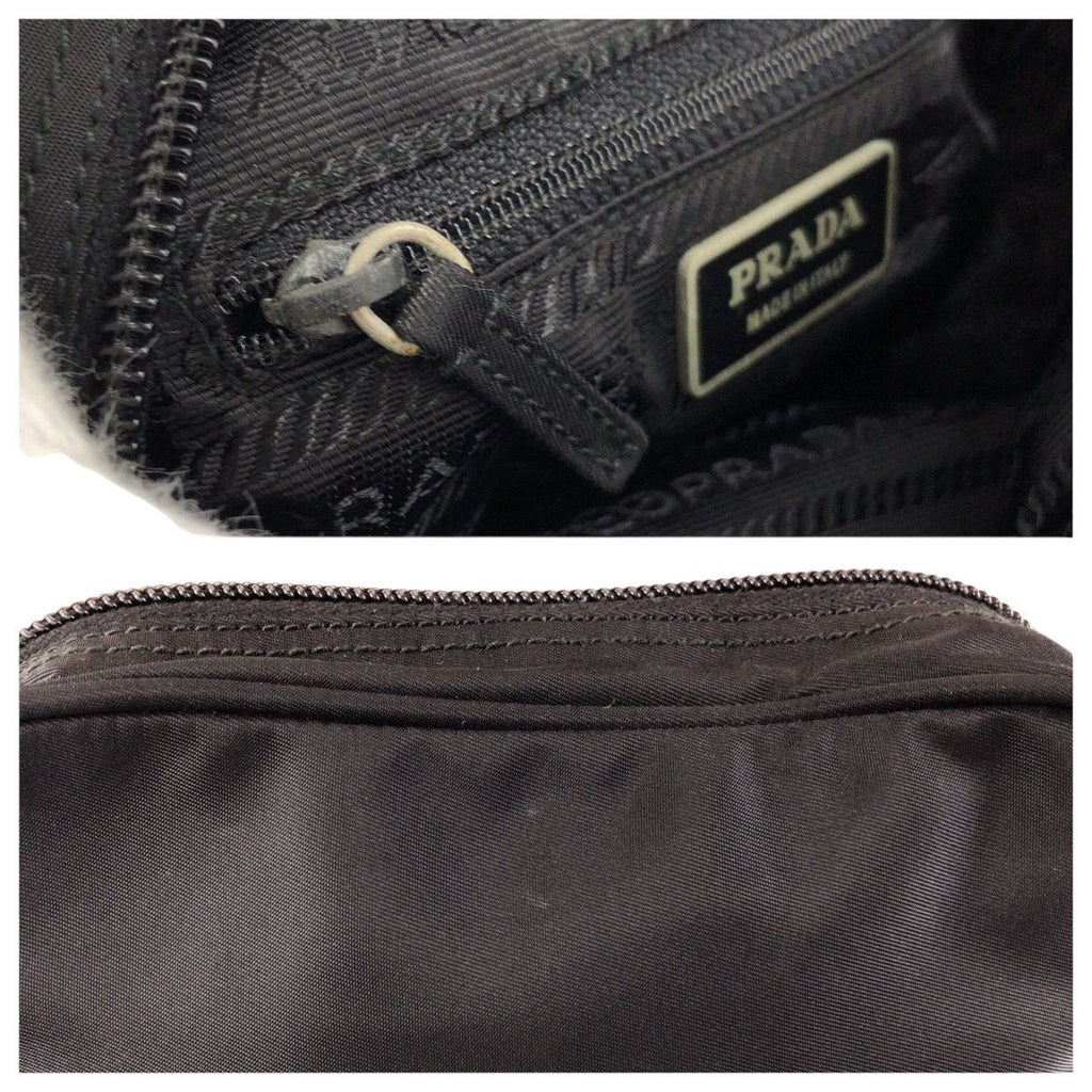 Prada Tessuto Black Silver Nylon Shoulder Bag Pochette — view 6