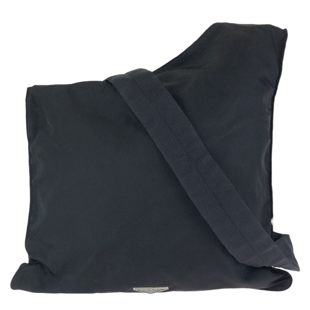 Prada Tessuto Black Silver Nylon Shoulder Bag