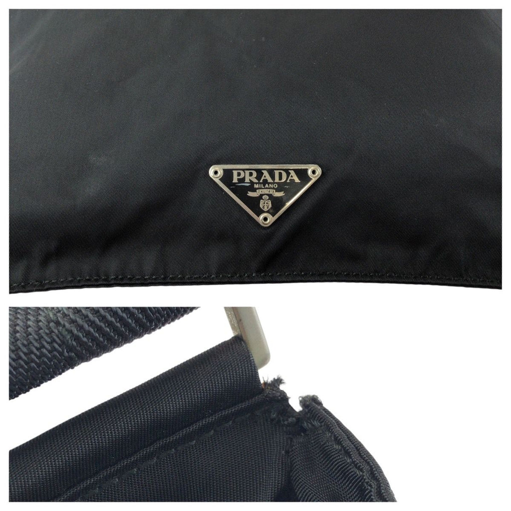 Prada Tessuto Black Silver Nylon Shoulder Bag — view 5