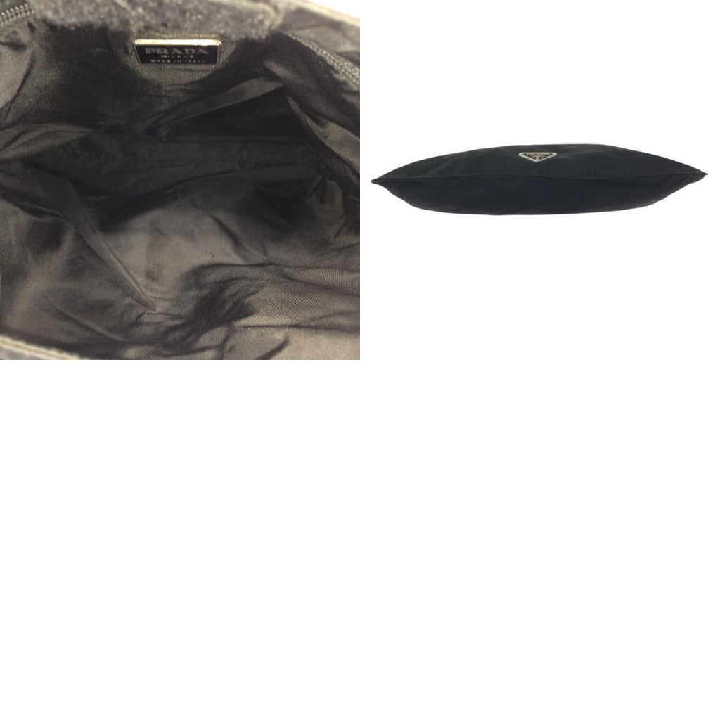 Prada Tessuto Black Silver Nylon Shoulder Bag — view 9