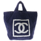 Chanel CC Beach Tote Terry Cloth Navy White — view 2