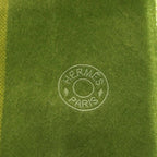 Hermes Series Logo Embroidery Cashmere Fringe Scarf Green Yellow — view 3