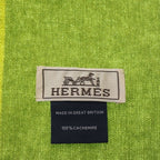Hermes Series Logo Embroidery Cashmere Fringe Scarf Green Yellow — view 5