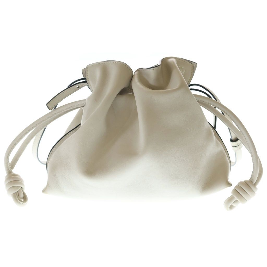 Loewe Anagram Flamenco Clutch Shoulder Bag Drawstring White Nappa Leather