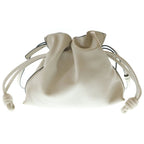 Loewe Anagram Flamenco Clutch Shoulder Bag Drawstring White Nappa Leather