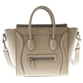 Celine Luggage Nano 2-Way Shoulder Bag Tote Beige Leather Silver